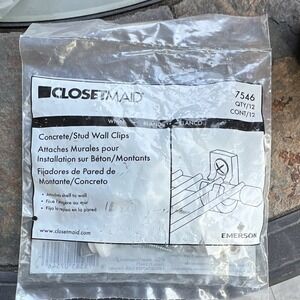 ClosetMaid 7546 White Plastic Wall-Mounted Concrete/Stud Wall Clips 12pk